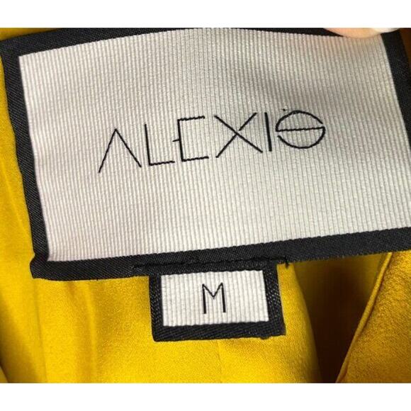 ALEXIS Sz M Medium Gold Yellow Lace One Shoulder Dress Tansy - Picture 3 of 9